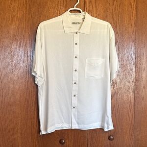 Relaxed Short Sleeve Button-Down Shirt - Cream